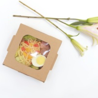 Boîte à sushi jetable en papier kraft avec fenêtre transparente, conteneur rectangulaire pour pâtisserie, gâteau, dessert, emballage alimentaire