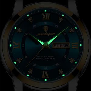 POEDAGAR 936 Montre Tendance et Décontractée pour Homme en Cuir Étanche et Lumineuse à Quartz avec Bracelet en Acier Inoxydable et Calendrier - Product Image 4
