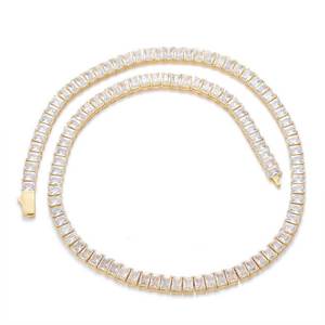 Fashion Hip Hop Jewelry 4mm Geometric 5A Zircon Tennis <b>Chain</b> Claw Setting Square CZ Tennis Necklace for Women and Men - Product Image 5