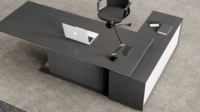 Bureau de direction en bois, grand bureau d'ordinateur pour PDG avec boîte à câbles multifonction et absorption acoustique