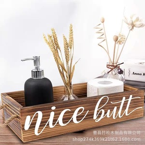 Boîte de rangement en bois rectangulaire 16 cm, organisateur mural pour salle de bain, boîtes de rangement décoratives - Product Image 2