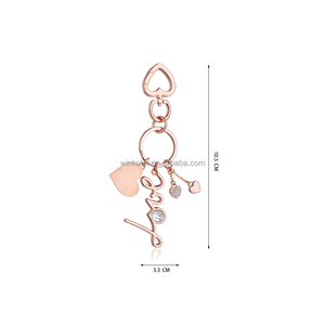 Tùy Chỉnh Cổ Phiếu Của Phụ Nữ Kim Loại Trái Tim Clasp Tấm Trái Tim Tình Yêu Chữ Với Pha Lê Rose Mạ Vàng Túi Xách Quyến Rũ Lưu Niệm Keyring Quà Tặng - Product Image 2