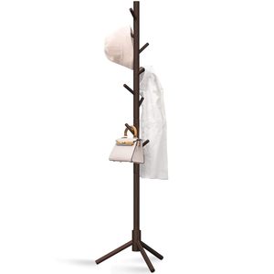ठोस लकड़ी कोट रैक लकड़ी हॉल ट्री कोट रैक गोल हुक के साथ खड़ा है - Product Image 3