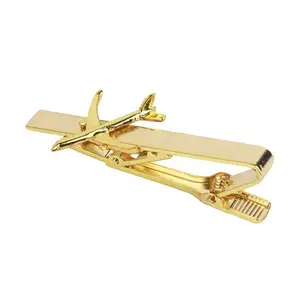 Personalized metal tie clip supplies custom airplane brass men's cufflink and tie clip set