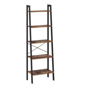 Muebles de sala de estar Librería Marco de metal industrial Estante MDF <span class=keywords><strong>Escalera</strong></span> inclinada <span class=keywords><strong>estrecha</strong></span> de madera Estantería para libros Estantería para el hogar - Product Image 1