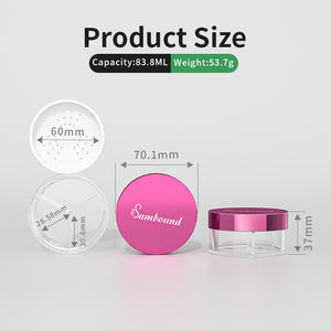 Pot de poudre vide rose acrylique rechargeable personnalisé de 3 oz avec tamis à mailles - Product Image 3