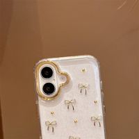 Paillettes scintillantes 3D or arc Design étui de protection pour iPhone 17 Pro Max mignon clair antichoc Mobile couvre pour les filles