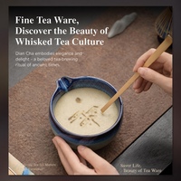Ensemble de thé Matcha 8 pièces : Bol à Matcha en céramique avec bec verseur, Fouet en bambou Chasen 100 brins, Support pour fouet, Cuillère, Tamis, Glacure changeante au four