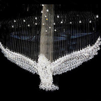 Lustre en cristal de luxe postmoderne en forme d'aigle pour hôtel et villa, avec télécommande et hauteur réglable, luminaire décoratif de plafond