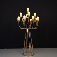 Chandelier haut en or pour événements, vase à fleurs, centre de table avec emballage de fleurs pour décoration de table de mariage