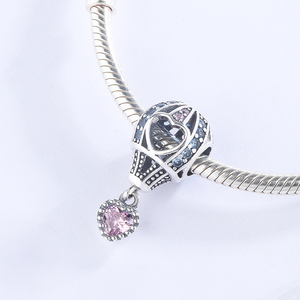 925 Plata CZ colorido de globo de aire caliente <span class=keywords><strong>Rosa</strong></span> encanto del corazón - Product Image 1