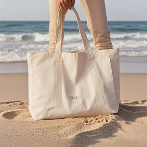 Grand sac fourre-tout en toile en coton pour femmes surdimensionné avec logo noir personnalisé motif de lettres à la mode - Product Image 3