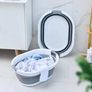 Plastic Folding Collapsible Foldable Storage Clothes Bathroom Washing Basket Large Bin Laundry Hamper