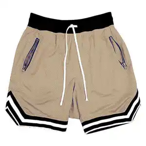 Venda por grosso de shorts de malha para homens, shorts de ginástica de malha personalizados em tecido de malha respirável para o verão