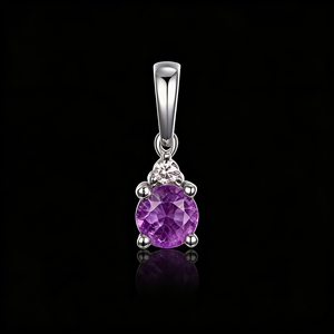 Colgante Clásico de Compromiso Personalizado Chapado en Oro de 10K/14K/18K con Diamante Cultivado en Laboratorio CVD IGI/HPHT, Regalo de Cumpleaños, Amatista de Febrero - Product Image 3