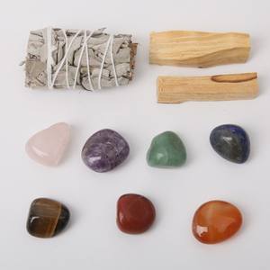 Toptan tedarik aromaterapi kristal Set uzay arıtılmış beyaz adaçayı perulu kutsal ahşap ham taş çakıl şişe - Product Image 2