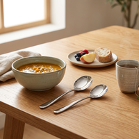 Cuillère à café en acier inoxydable 316 à manche lisse et solide, poli miroir, pour café, bar, maison, usage quotidien, vaisselle de table