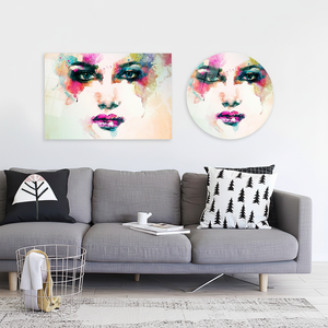 Lienzo Impreso: Arte Mural Moderno con Rostro de Mujer Colorido, Arte en Vidrio Templado - Product Image 3