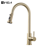 Robinet de cuisine européen Pistolet métal gris acier inoxydable mitigeur d'eau chaude et froide Robinet d'évier à tirette pour cuisine