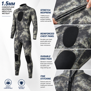 Traje de <span class=keywords><strong>Neopreno</strong></span> Profesional de 1.5mm con Camuflaje para Hombre, <span class=keywords><strong>Cuerpo</strong></span> Completo, Listo para Enviar - Product Image 2