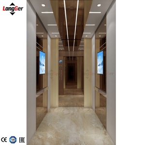 Ascensor de Pasajeros LangGer Factory Vvvf AC 630kg con Acabado Espejo Dorado, Puerta de Vidrio y Acero Inoxidable para Apartamentos y Casas - Product Image 4