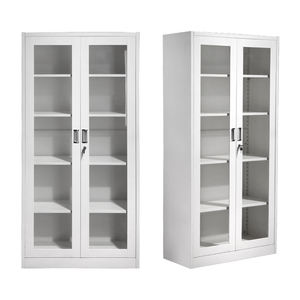 Armoire de bureau moderne en métal et acier avec porte en verre et serrure à clé pour le stockage sécurisé des outils Hôtel et chambre à coucher - Product Image 5