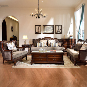 Juego <span class=keywords><strong>de</strong></span> Sofás <span class=keywords><strong>de</strong></span> <span class=keywords><strong>Lujo</strong></span> Estilo Americano para Sala <span class=keywords><strong>de</strong></span> Estar, Madera Maciza, Cuero Genuino, Villas, <span class=keywords><strong>Mansiones</strong></span>, Salones, Hoteles, Sofá Vintage - Product Image 3