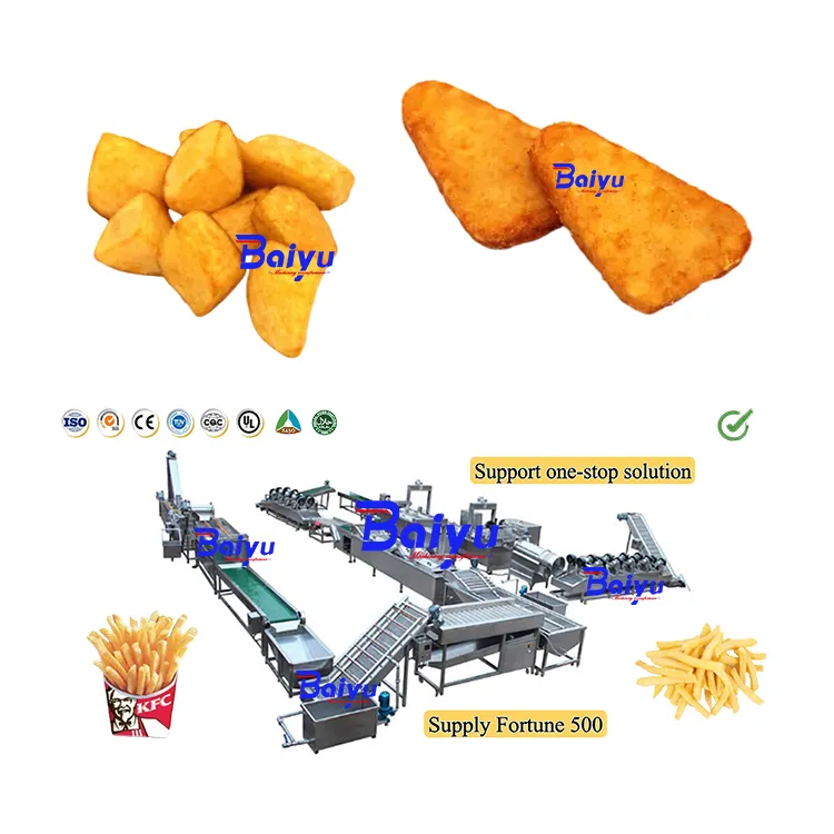 Linha de máquinas de montagem completa industrial Baiyu mini batatas assadas doces chips fritar frutas fritas lanches vegetais