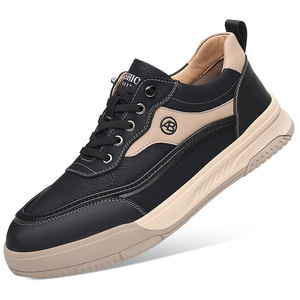 Chaussures décontractées pour hommes, semelle souple en caoutchouc, talon bas, détails de couture, style cuir marron, confortables pour les loisirs - Product Image 4