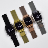 Nouvelle montre numérique à écran tactile, calendrier, bracelet en acier, LED pliable absorbant le magnéto, pour étudiants, vente en gros