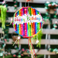 Piñata rétro groovy de 34 pouces, fête hippie, arc-en-ciel, signe de paix, réutilisable, confettis pour enfants, anniversaire, mariage