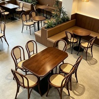Ensemble de salle à manger commercial en bois avec banquette durable pour centre commercial, hôtel et salon