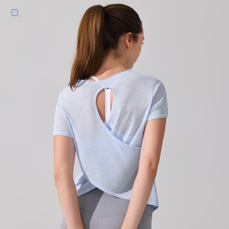 Cross-Border Quick-Dry Sports Shirt for Women | Breathable Yoga, Pilates & Running Workout Top
