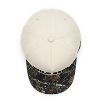 Gorra de Béisbol Personalizada con Bordado 3D, 5 Paneles, Dos Tonos, Visera de Camuflaje Crema, Sarga de Algodón, Corona Alta Estructurada, Visera Curva, Gorras