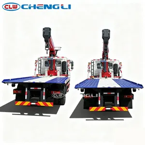 Camion de dépannage à plateau plat Dongfeng 4x2 6 tonnes avec grue pour le remorquage de véhicules et la manutention de matériaux au prix d'usine - Product Image 6