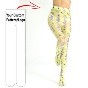Colorfulkoala Women's Sublimation Buttery Soft High Waisted Full-Length Light <strong>Yellow</strong> Pantyhose Customized Woman <strong>Tights</strong> - Product Image 1