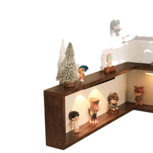 Wooden <b>Wall</b> Corner <b>Shelf</b> <b>Wall</b> <b>Mounted</b> Rectangle Living Room Storage Multipurpose Display Rack - Product Image 2