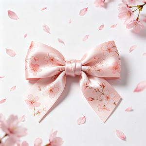 โบว์ริบบิ้นผ้าซาตินสีชมพูอ่อนหรูหรา ขายส่ง โบว์พิมพ์ลายตามสั่ง สำหรับกล่องของขวัญวันหยุด งานเลี้ยงฉลองทารก งานแต่งงาน ตกแต่งผม - Product Image 1