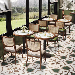 Tienda de café de madera muebles de café Mesa silla conjunto sofá Banco cabina asientos para restaurante y cafetería - Product Image 4