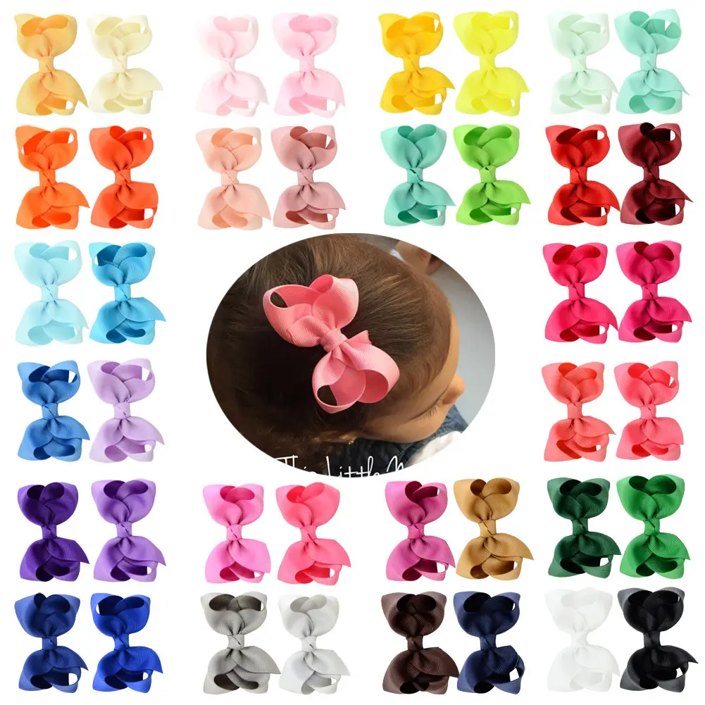 Wholesale Popular 40 Color Children's Solid Color Curly Flower Hair Clip With Bow Knot And Duckbill Clip With Best Services