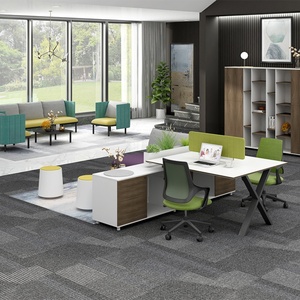 European Modern White Office Desk Modular Staff <b>Desktop</b> Bureau for 4 People for Workstation Use - Product Image 5