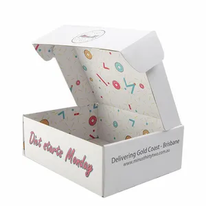 Opvouwbare Platte Kartonnen Cookie Sweet Box Verpakking Custom Print Shipping Party Dessert Donut Papieren Doos