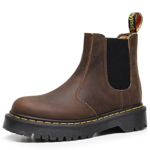 Botas Chelsea - Botas de Motociclista con Plataforma para Mujer - Botas Cortas de Cuero Genuino con Suela de Cuña Baja - Product Image 2