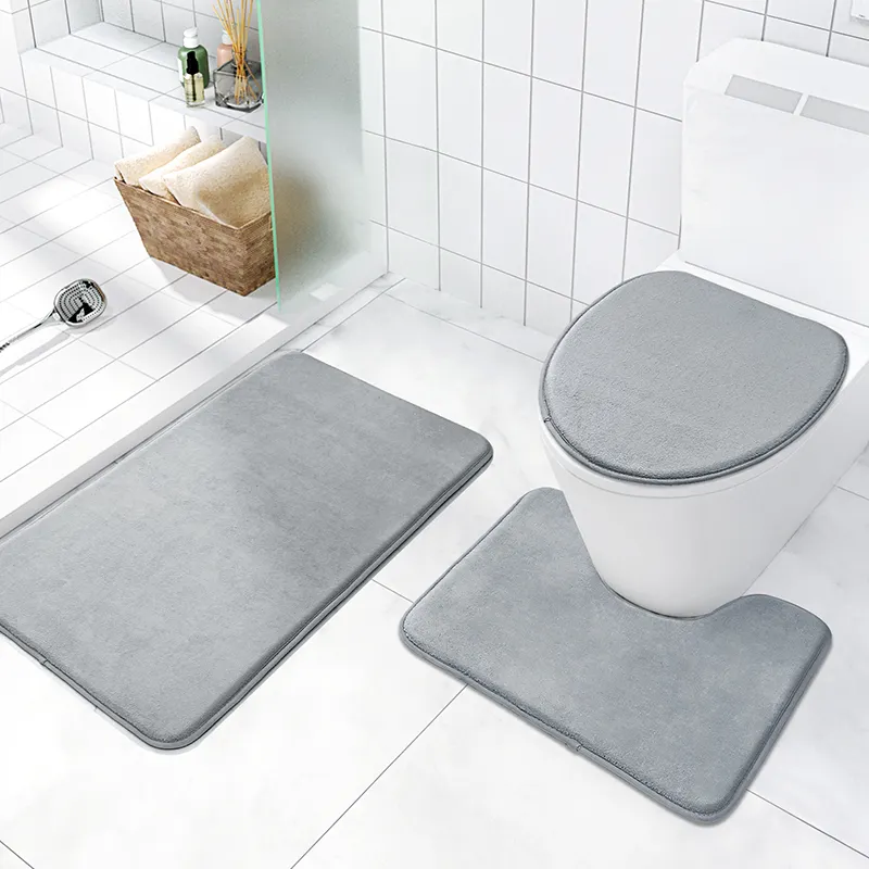 DAJIANG memory foam bath mats 3 pcs set rug sets mat Anti-slip quick dry bath mat cotton toilet carpet