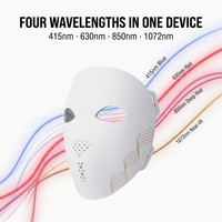 Masque de beauté en silicone avancé doté de sources lumineuses LED infrarouges et visibles 850nm 1072nm