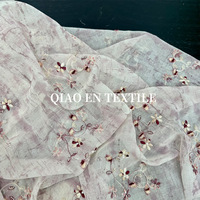 Tissu en maille brodé de feuilles perlées, tulle à sequins, tie-dye vintage pour robe de mariée haute couture