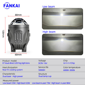 FANKAI Faro Antiniebla LED de 3 Pulgadas X7, 55W, 6000LM, 3000K, 12V, Universal, para Mejora y Reequipamiento - Product Image 2