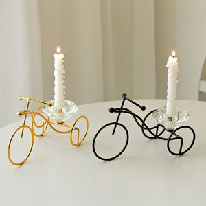 Tricycle Candlestick Iron Creative Decorative Craft Round Candle Holder <b>Table</b> Decoration Accessory - Product Image 1
