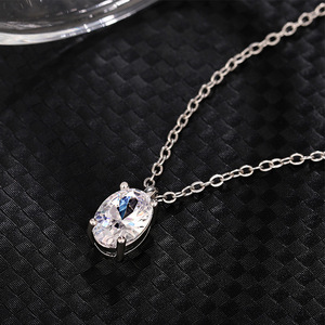 Collar con colgante ovalado para mujer, cadena minimalista para clavícula, joyería de moda - Product Image 4