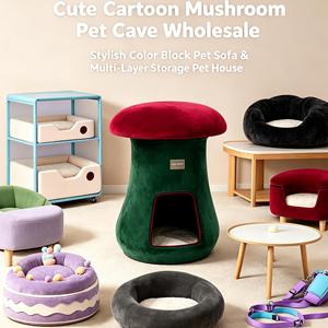 Cama Cálida y Acogedora para Gatos, Tipo Hongo, de Terciopelo, Anti-Ansiedad, para Gatos Pequeños y Gatitos, Uso en Interiores en Invierno - Product Image 1
